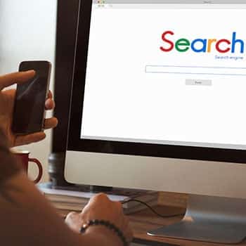 Person using search engine