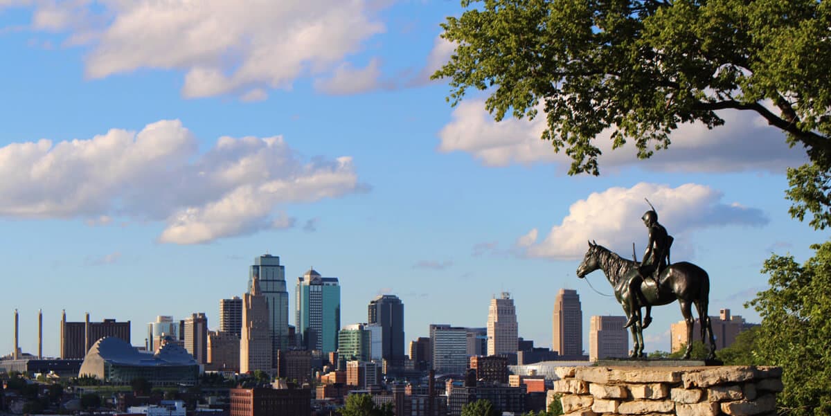 Skyline of Kansas City from the Scout statue.