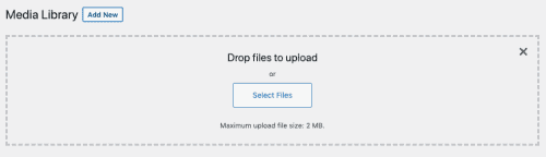 An option that allows users to upload image files to their WordPress site.