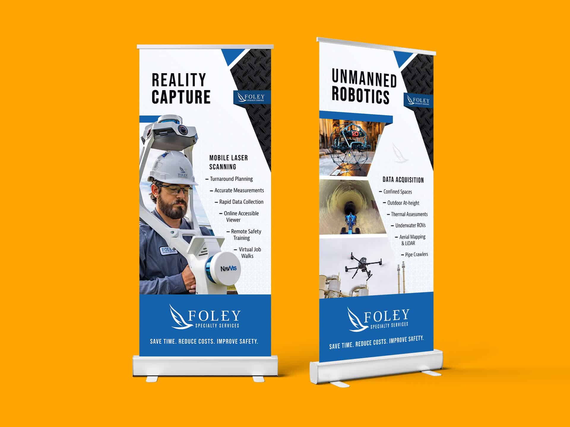 example of graphic design services printing on retractable banners in Dallas